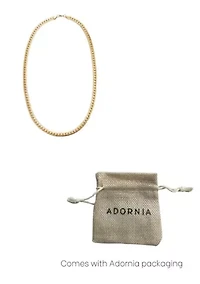 Tarnish Resistant Men's 18k Gold Plated Flat Curb Chain Necklace