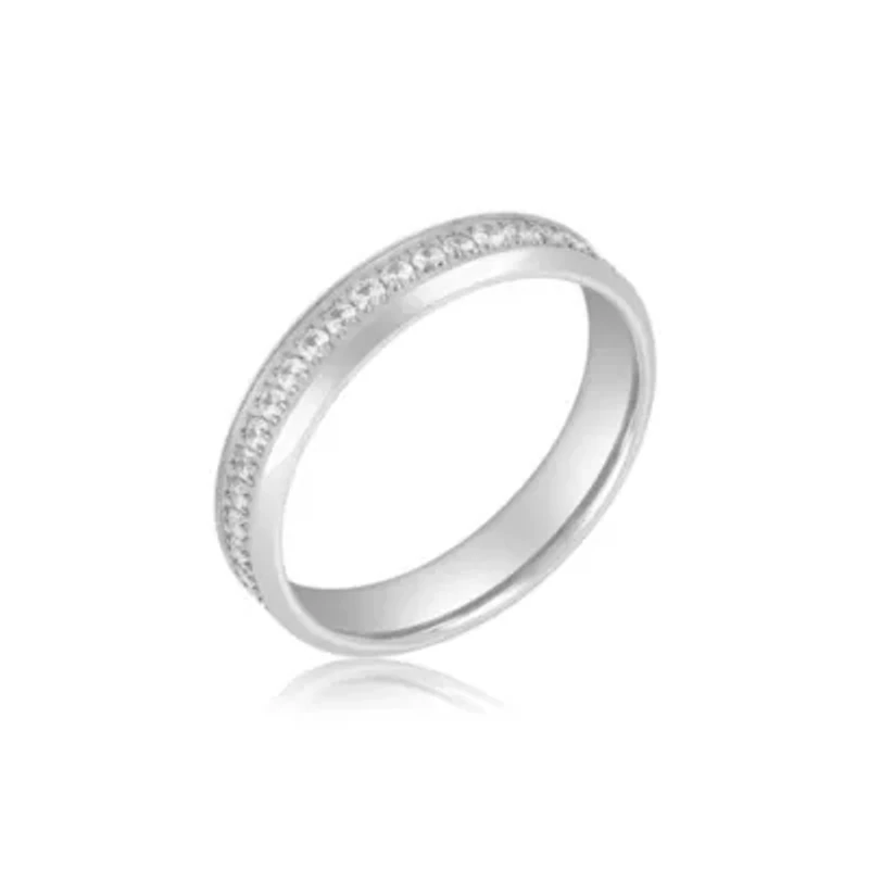 Men's Tarnish Resistant Rhodium Plated 5mm Eternity Band