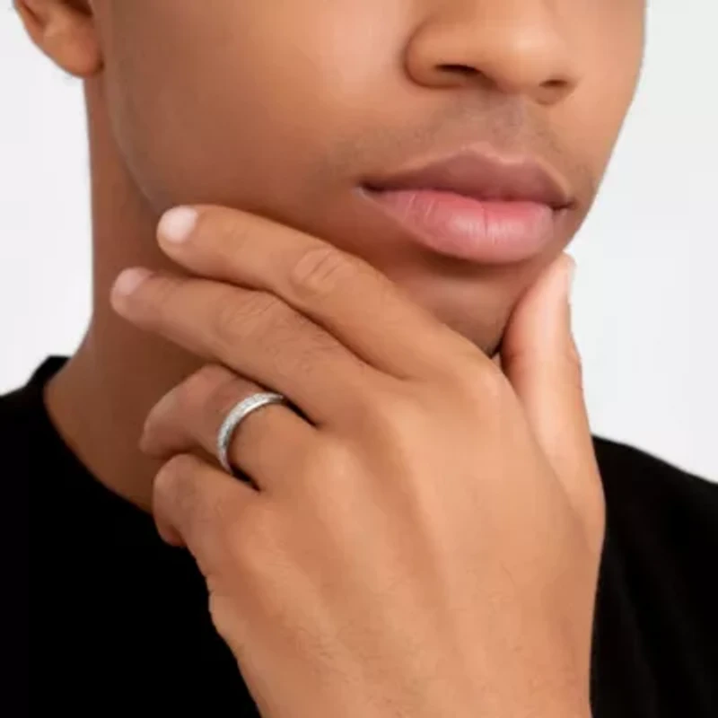 Men's Tarnish Resistant Rhodium Plated 5mm Eternity Band