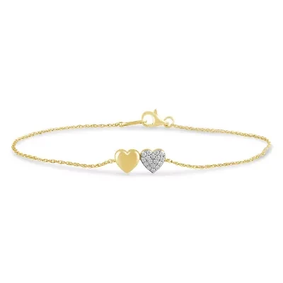 Womens Diamond Rope Heart Chain Bracelet