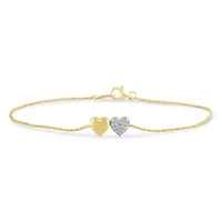 Womens Diamond Rope Heart Chain Bracelet