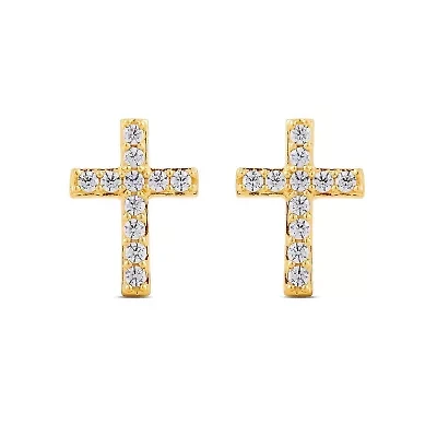 Lab Created Womens Diamond Cross Hoop Earring
