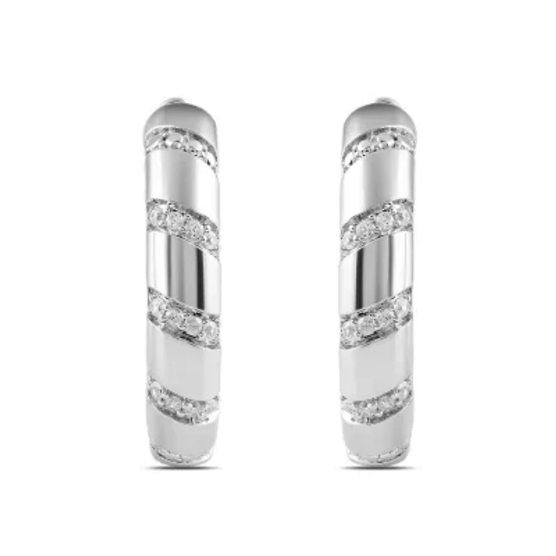 Lab Created Womens Diamond Hoop Earring