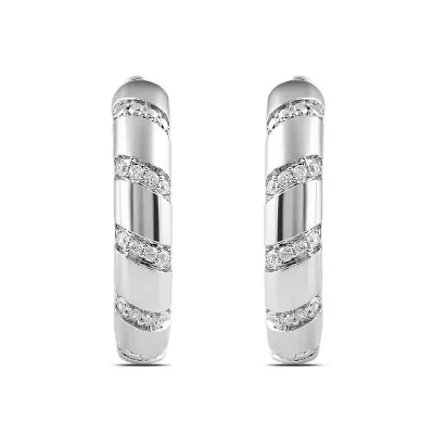 Lab Created Womens Diamond Hoop Earring