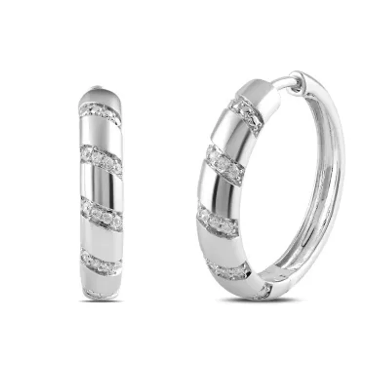 Lab Created Womens Diamond Hoop Earring