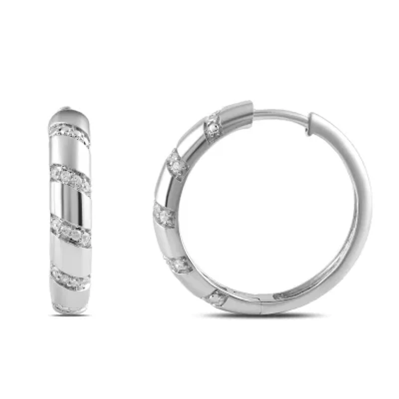 Lab Created Womens Diamond Hoop Earring