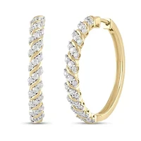 Lab Created Womens Diamond Hoop Earring