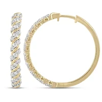 Lab Created Womens Diamond Hoop Earring