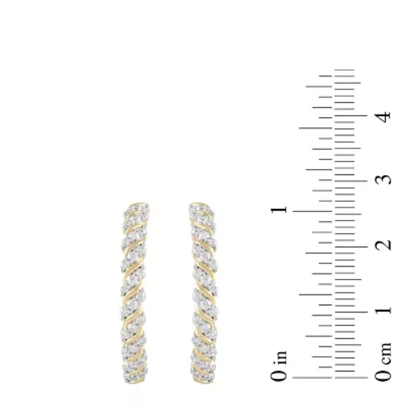 Lab Created Womens Diamond Hoop Earring