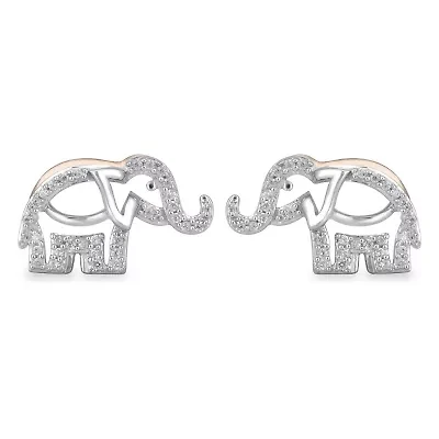Womens Diamond Elephant Earring