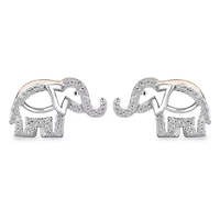 Womens Diamond Elephant Earring