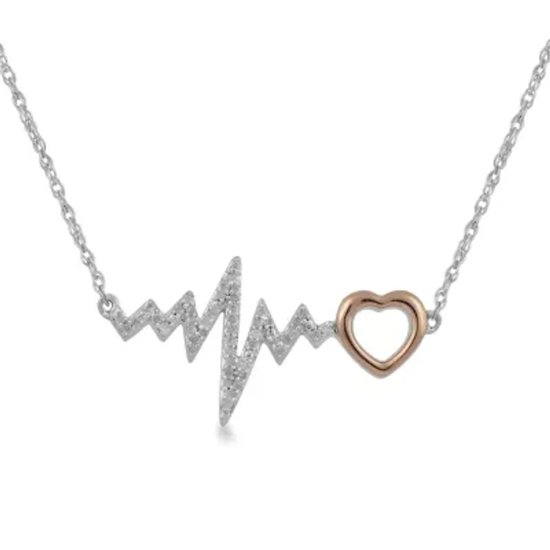 Womens Diamond Heart Beat Necklace