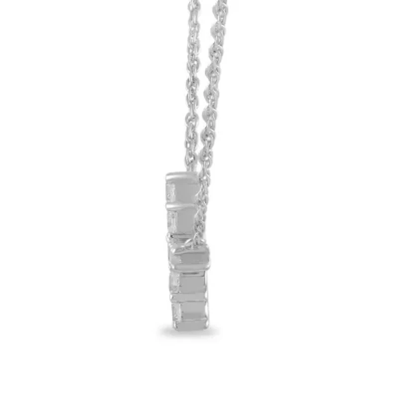 Lab Created Womens Diamond Cross Pendant
