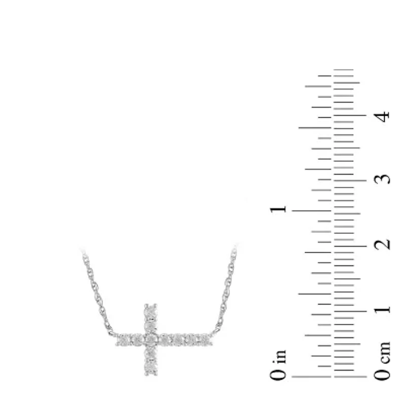 Lab Created Womens Diamond Cross Pendant