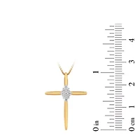 Lab Created Womens Diamond Cross Pendant