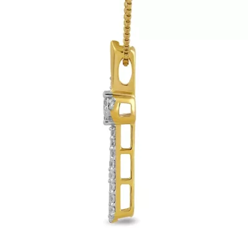Lab Created Womens Diamond Cross Pendant