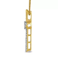 Lab Created Womens Diamond Cross Pendant