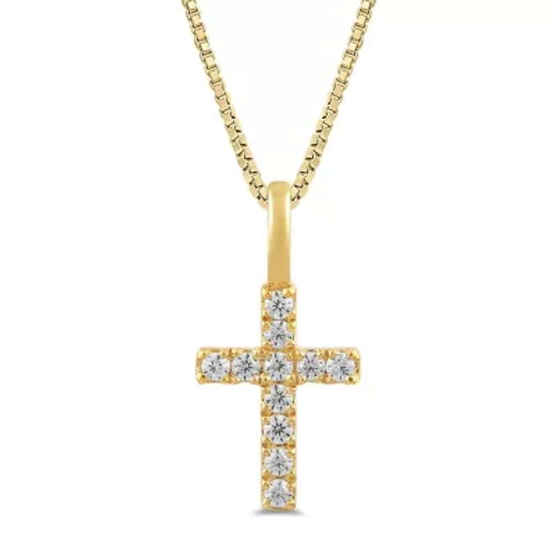 Lab Created Womens Diamond Cross Pendant