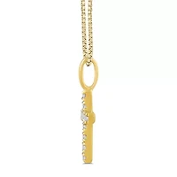 Lab Created Womens Diamond Cross Pendant