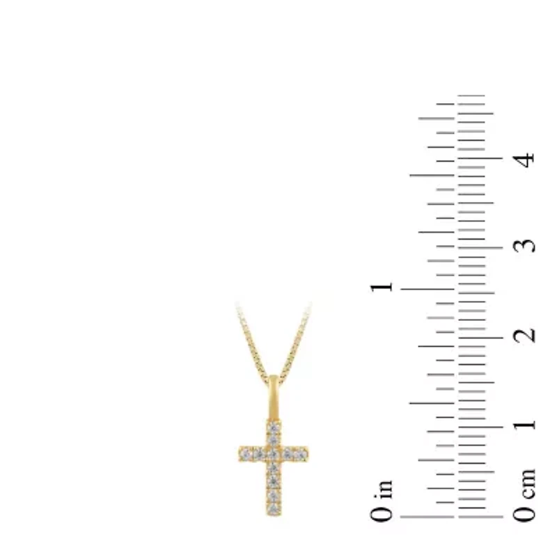 Lab Created Womens Diamond Cross Pendant