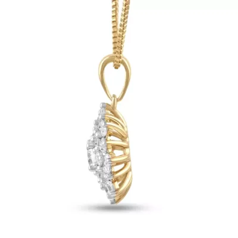 Lab Created Womens Diamond Cluster Pendant