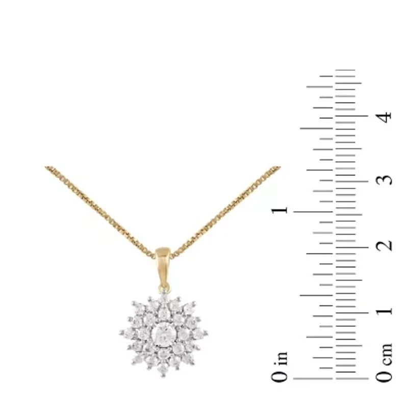Lab Created Womens Diamond Cluster Pendant