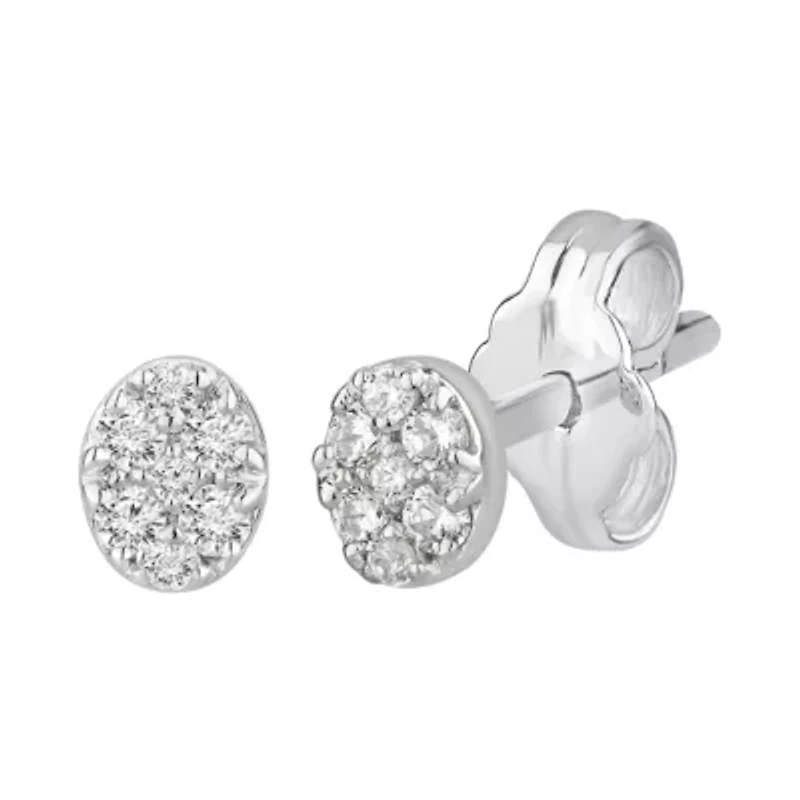 1/5 ct. tw. Diamond Oval Shape Cluster Earring in 10K Gold