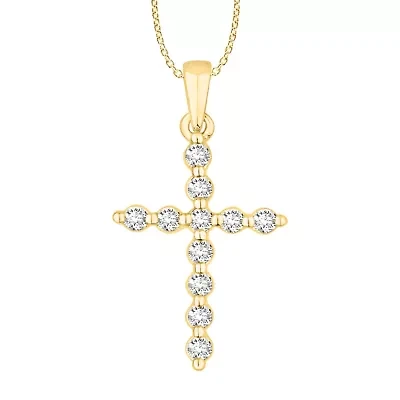 1/4 ct. tw. Diamond Heart Desire Cross Pendant in 18K Gold