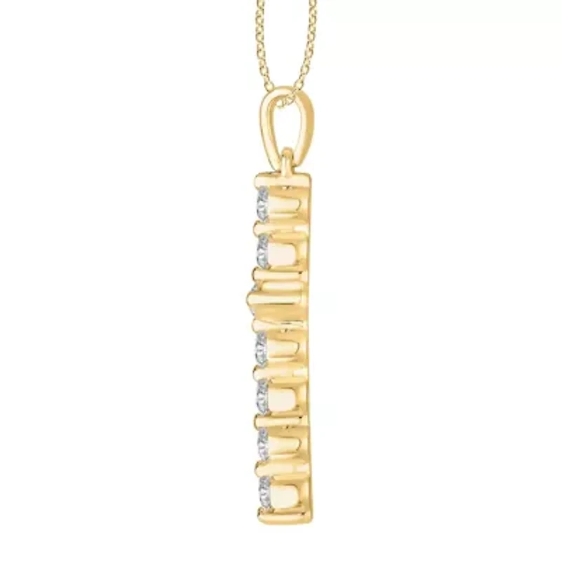 1/4 ct. tw. Diamond Heart Desire Cross Pendant in 18K Gold
