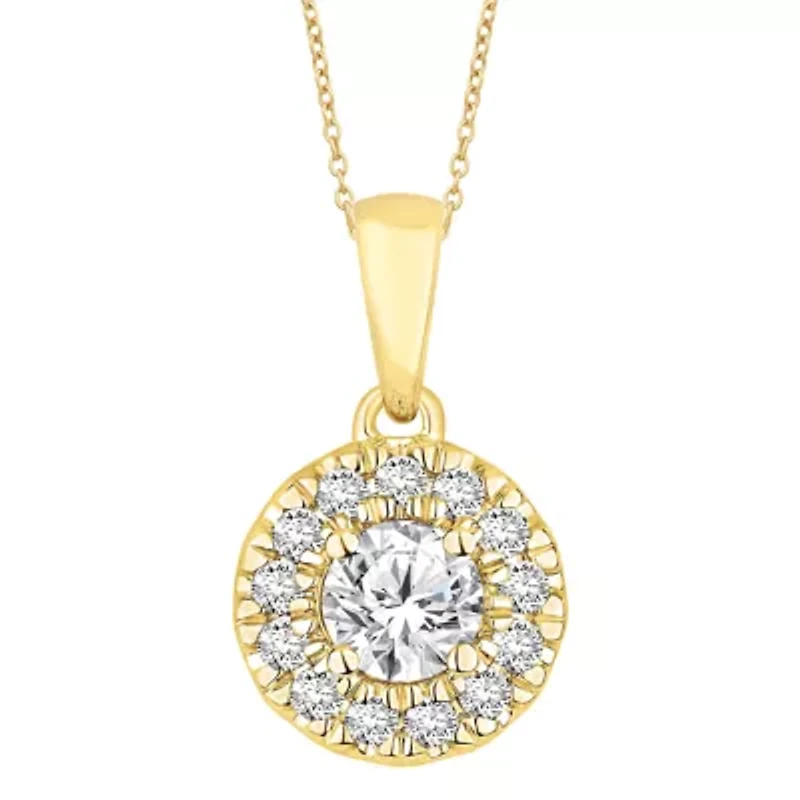 1/2 ct. tw. Diamond Hear Desire Halo Pendant in 18K Gold