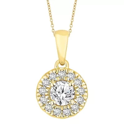 1/2 ct. tw. Diamond Hear Desire Halo Pendant in 18K Gold