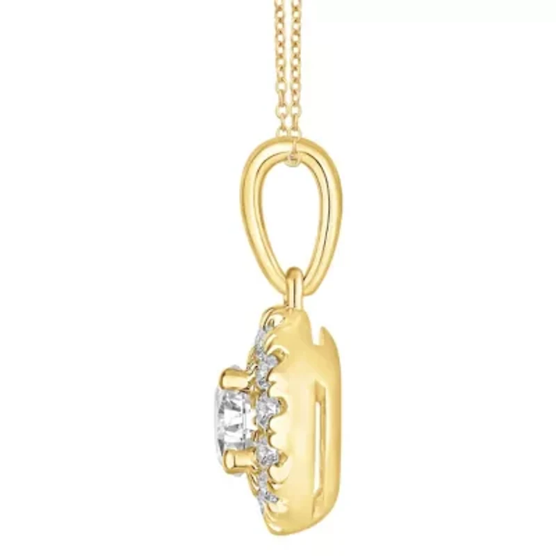 1/2 ct. tw. Diamond Hear Desire Halo Pendant in 18K Gold