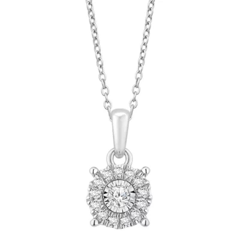 1/10 ct. tw. Diamond Miracle Plate Halo Pendant in Silver