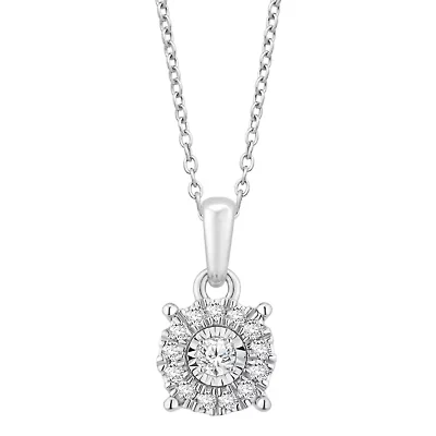 1/10 ct. tw. Diamond Miracle Plate Halo Pendant in Silver