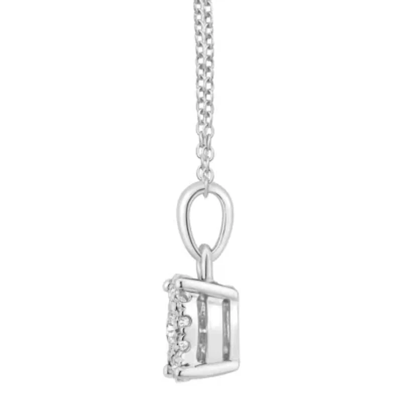 1/10 ct. tw. Diamond Miracle Plate Halo Pendant in Silver