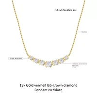 Lab Created 18k Vermeil Plated Silver 2.8 Ct Round Lab Grown Diamond Pendant Necklace 18"