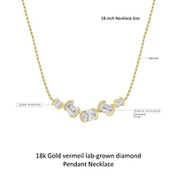 Lab Created 18k Vermeil Plated Silver 2.6 Ct Multi Shape Lab Grown Diamond Pendant Necklace 18"