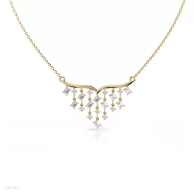 Lab Created 18k Vermeil Plated Silver 2.9 Ct Multi ShapeLab Grown Diamond Pendant Necklace 18"