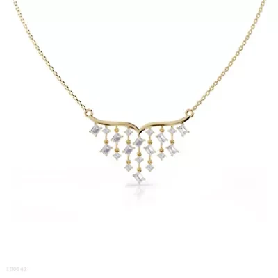 Lab Created 18k Vermeil Plated Silver 2.9 Ct Multi ShapeLab Grown Diamond Pendant Necklace 18"
