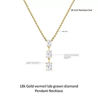 Lab Created 18k Vermeil Plated Silver 2.15 Ct Oval Cut Lab Grown Diamond Pendant Drop Necklace 18"