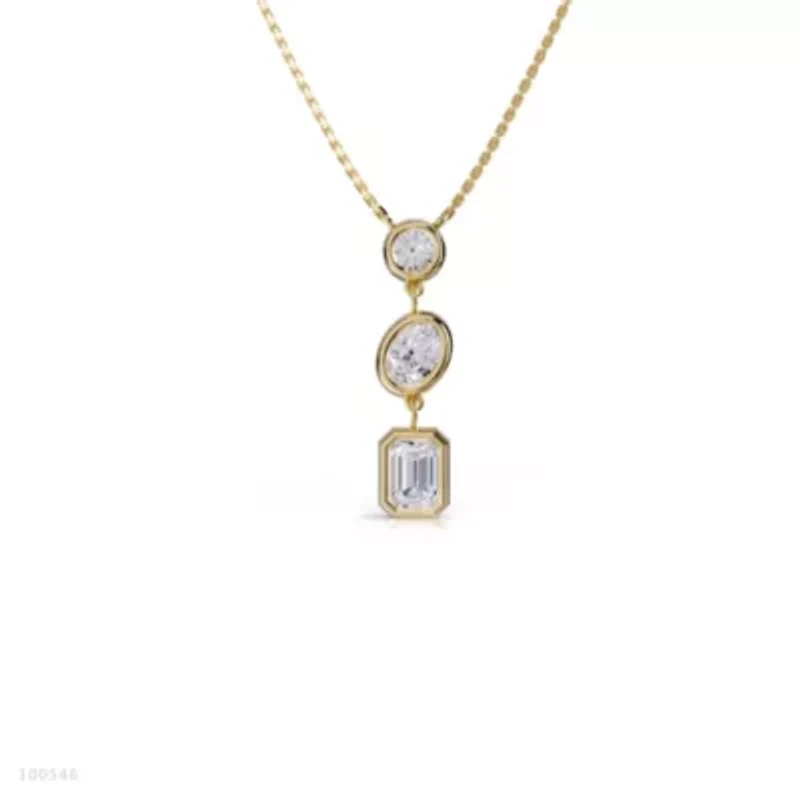 Lab Created 18k Vermeil Plated Silver 2.25 Ct Lab Grown Diamond Pendant Necklace 18"