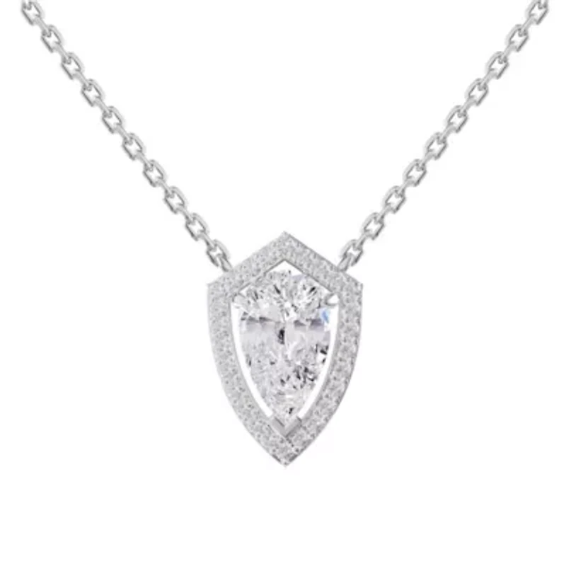 Lab Created Sterling Silver 2.5 Ct Lab Grown Diamond Pendant Necklace 18"