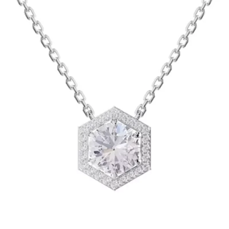Lab Created Sterling Silver 2.5 ct Round Lab Grown Diamond Pendant Necklace 18"