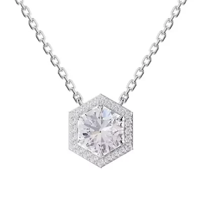 Lab Created Sterling Silver 2.5 ct Round Lab Grown Diamond Pendant Necklace 18"