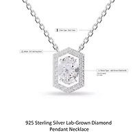 Lab Created Sterling Silver 2 ct Oval Cut Lab Grown Diamond Pendant Necklace 18"