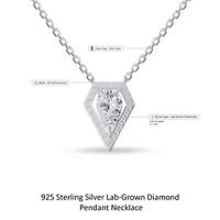Lab Created Sterling Silver 1.5 ct Pear Cut Lab Grown Diamond Pendant Necklace 18"
