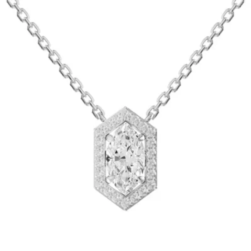 Lab Created Sterling Silver 1.5 ct Lab Grown Diamond Pendant Necklace 18"