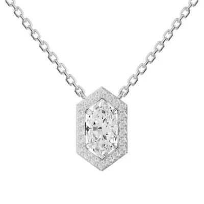 Lab Created Sterling Silver 1.5 ct Lab Grown Diamond Pendant Necklace 18"