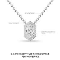 Lab Created Sterling Silver 1.5 ct Lab Grown Diamond Pendant Necklace 18"