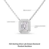 Lab Created 18k Vermeil Plated Silver 3 ct Radiant Cut Lab Grown Diamond Pendant Necklace 18"
